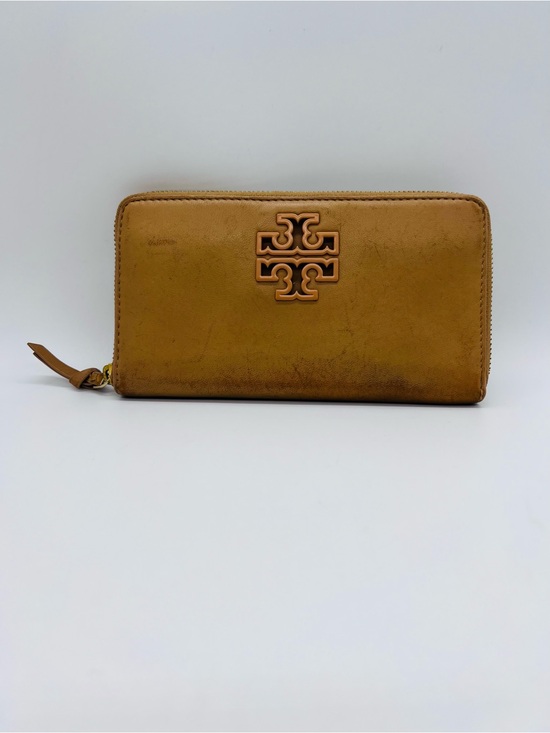 Tory Burch Handbags - Tory Burch Caramel Tan Zip Around Wallet with Logo